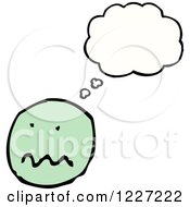 Clipart Of A Thinking Green Emoticon Royalty Free Vector Illustration