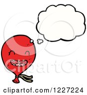 Clipart Of A Thinking Red Party Balloon Royalty Free Vector Illustration