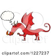 Clipart Of A Thinking Red Dragon Royalty Free Vector Illustration