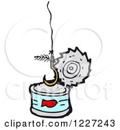 Clipart Of A Hook Over A Tuna Can Royalty Free Vector Illustration