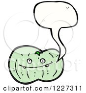 Clipart Of A Talking Green Tomato Royalty Free Vector Illustration by lineartestpilot