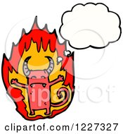 Clipart Of A Flaming Monster Thinking Royalty Free Vector Illustration