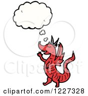 Clipart Of A Thinking Red Dragon Royalty Free Vector Illustration