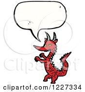 Clipart Of A Talking Red Dragon Royalty Free Vector Illustration
