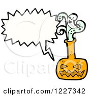 Clipart Of A Talking Jackolantern Bottle Royalty Free Vector Illustration by lineartestpilot