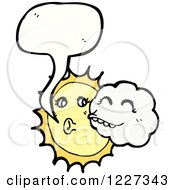 Clipart Of A Talking Sun And Cuddling Cloud Royalty Free Vector Illustration by lineartestpilot