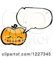 Clipart Of A Talking Happy Pumpkin Royalty Free Vector Illustration by lineartestpilot