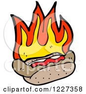 Clipart Of A Spicy Hot Dog With Flames Royalty Free Vector Illustration