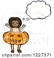 Poster, Art Print Of Thinking Girl In A Pumpkin Costume