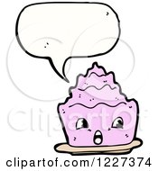 Clipart Of A Talking Pink Jelly Cake Royalty Free Vector Illustration by lineartestpilot