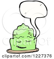 Clipart Of A Talking Green Jello Cake Royalty Free Vector Illustration by lineartestpilot