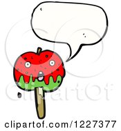 Clipart Of A Talking Worried Caramel Apple Royalty Free Vector Illustration by lineartestpilot