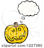 Clipart Of A Thinking Happy Jackolantern Royalty Free Vector Illustration by lineartestpilot