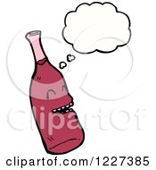 Clipart Of A Thinking Red Wine Bottle Royalty Free Vector Illustration by lineartestpilot
