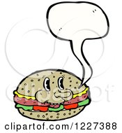 Clipart Of A Talking Cheeseburger Royalty Free Vector Illustration by lineartestpilot