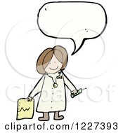 Clipart Of A Talking Female Doctor Royalty Free Vector Illustration by lineartestpilot
