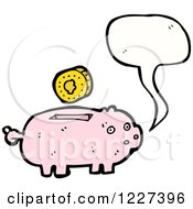 Clipart Of A Talking Piggy Bank And Coin Royalty Free Vector Illustration