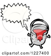 Clipart Of A Talking Bucket Of Red Paint Royalty Free Vector Illustration by lineartestpilot