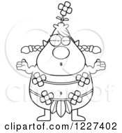 Clipart Of A Black And White Careless Shrugging Female Forest Sprite Royalty Free Vector Illustration
