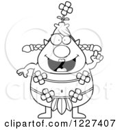 Clipart Of A Black And White Smart Female Forest Sprite With An Idea Royalty Free Vector Illustration