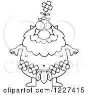Clipart Of A Black And White Happy Male Forest Sprite Royalty Free Vector Illustration