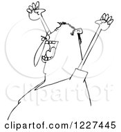 Clipart Of An Outlined Man Cheering At A Sports Game Royalty Free Vector Illustration