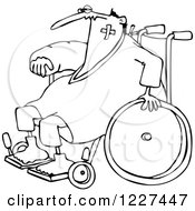 Outlined Injured Accident Prone Man In A Wheelchair