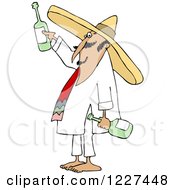 Poster, Art Print Of Mexican Man Wearing A Sombrero And Toasting