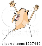 Clipart Of A Caucasian Man Cheering At A Sports Game Royalty Free Vector Illustration