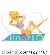 Clipart Of A Fit Blond Caucasian Woman Doing Pilates Royalty Free Vector Illustration