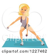 Poster, Art Print Of Fit Blond Woman Working Out With Dumbbells