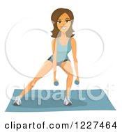 Clipart Of A Fit Brunette Woman Working Out With Dumbbells Royalty Free Vector Illustration by Amanda Kate