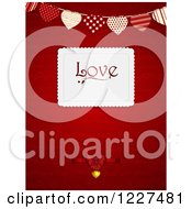 Clipart Of A Love Card Over A Red Valentines Day Background With A Banner Royalty Free Vector Illustration