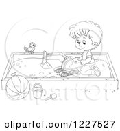 Poster, Art Print Of Outlined Bird Watching A Boy Play In A Sand Box