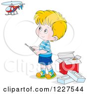 Poster, Art Print Of Caucasian Boy Playing With A Remote Controlled Helicopter