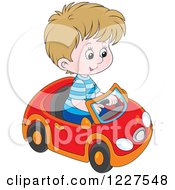 Poster, Art Print Of Caucasian Boy Playing In A Toy Car