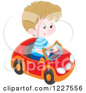 Poster, Art Print Of White Boy Playing In A Toy Car