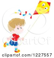 Poster, Art Print Of White Boy Flying A Kite