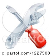 Poster, Art Print Of Crossed Spanner Wrench And Screwdriver