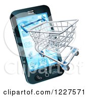 Poster, Art Print Of Smartphone With A Shopping Cart Emerging From The Screen