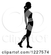 Clipart Of A Black Silhouetted Woman With A Lace Pattern On Her Waist Royalty Free Vector Illustration
