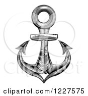 Clipart Of A Black And White Engraved Anchor Royalty Free Vector Illustration