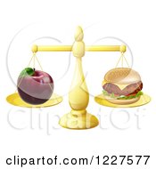 Poster, Art Print Of Scale Balancing An Apple And Cheeseburger