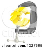 Clipart Of A 3d Golden Euro Symbol In A Clamp Royalty Free Vector Illustration by AtStockIllustration