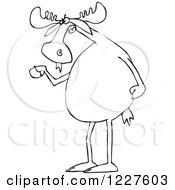 Clipart Of An Outlined Mad Irate Moose Waving A Fist Royalty Free Vector Illustration