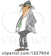 Clipart Of A Man Wearing A Fedora Hat Royalty Free Vector Illustration