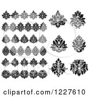 Clipart Of Black And White Floral Damask Designs 10 Royalty Free Vector Illustration