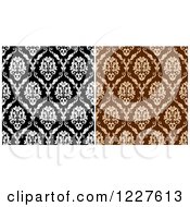 Poster, Art Print Of Seamless Patterns Of Damask In Brown And Black And White