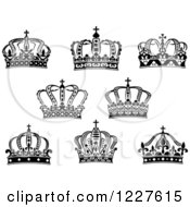 Clipart Of Black And White Crowns 8 Royalty Free Vector Illustration