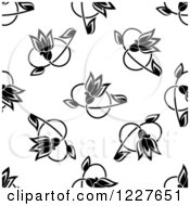 Clipart Of A Seamless Background Pattern Of Black And White Flowers Royalty Free Vector Illustration